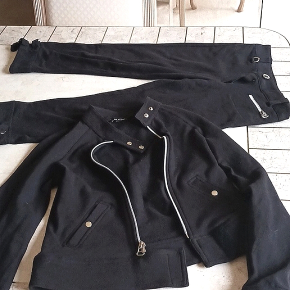 Vintage bebe Sport Jacket and pants set, Black, pants XS ,jacket Small ,New